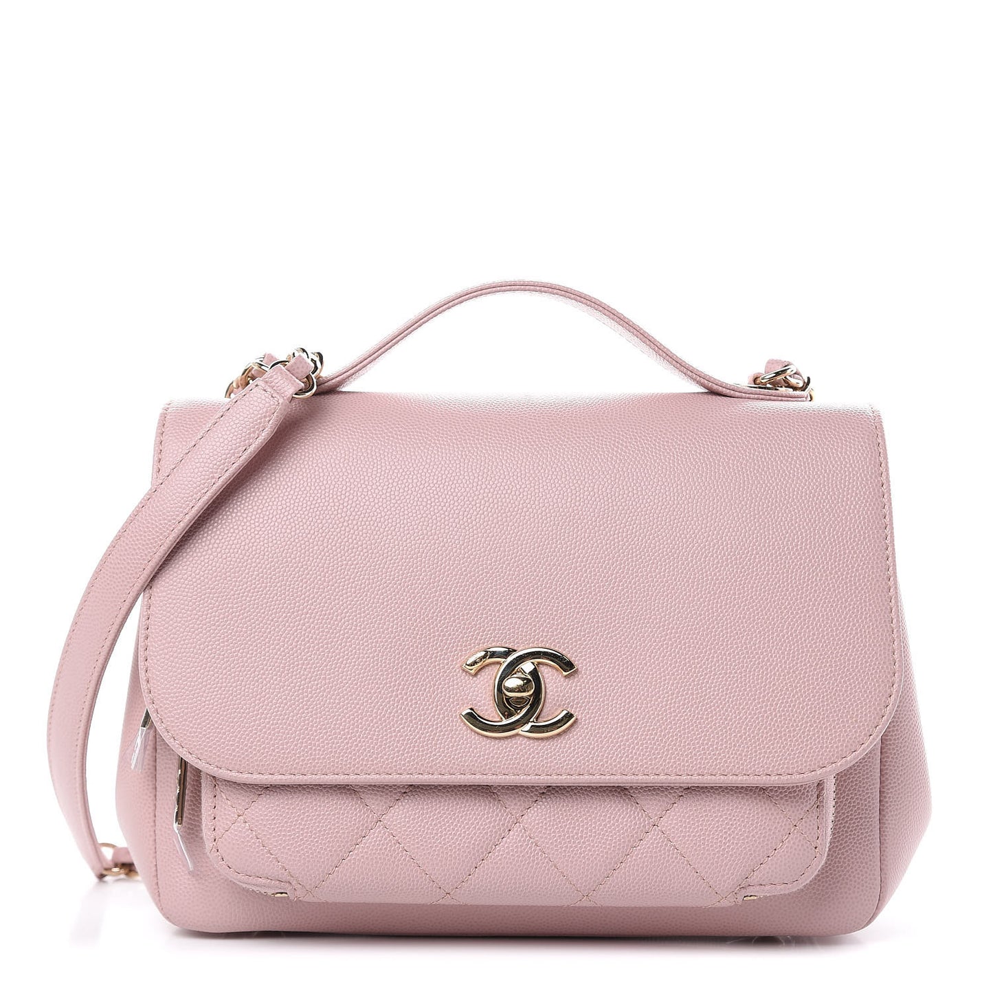 Caviar Quilted Small Business Affinity Flap Light Pink