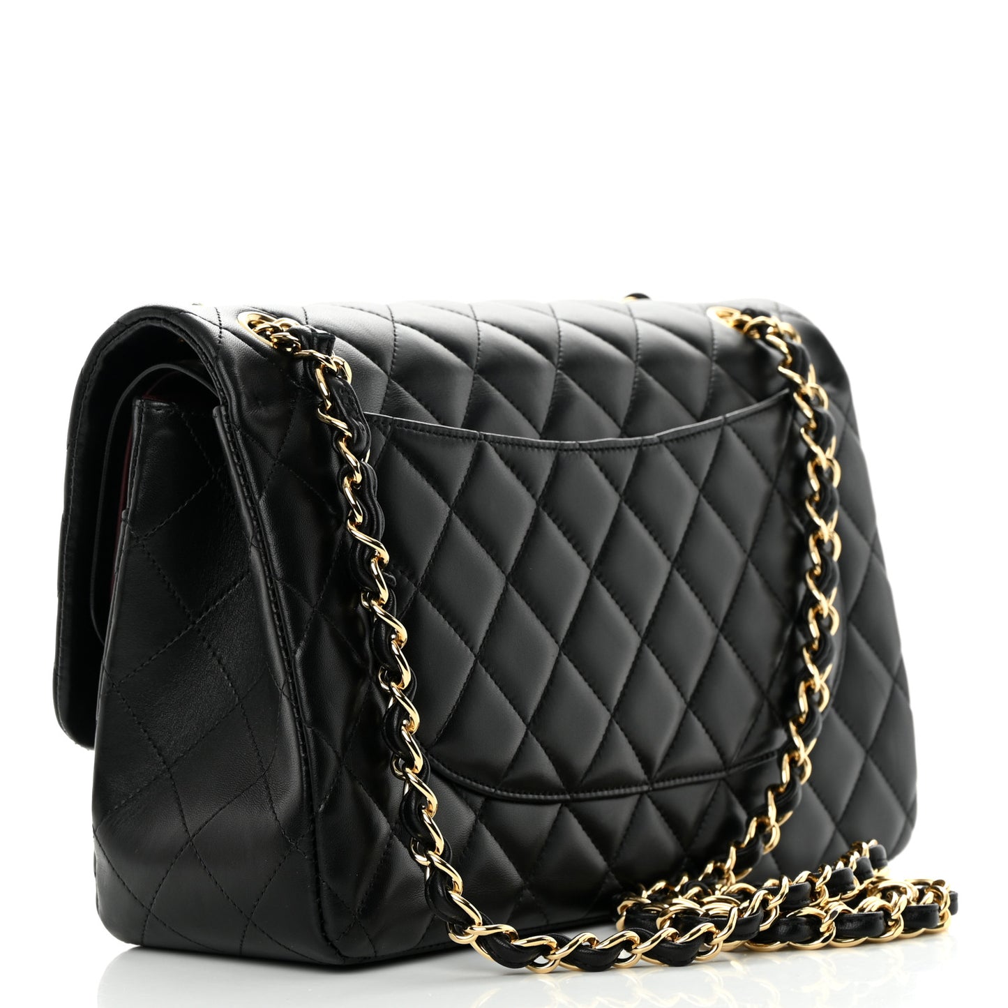 Lambskin Quilted Jumbo Double Flap Black