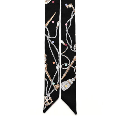 Hermes Silk Les Cles A Pois Doll Twilly Black Beige Rose Multicolor 2 of 3