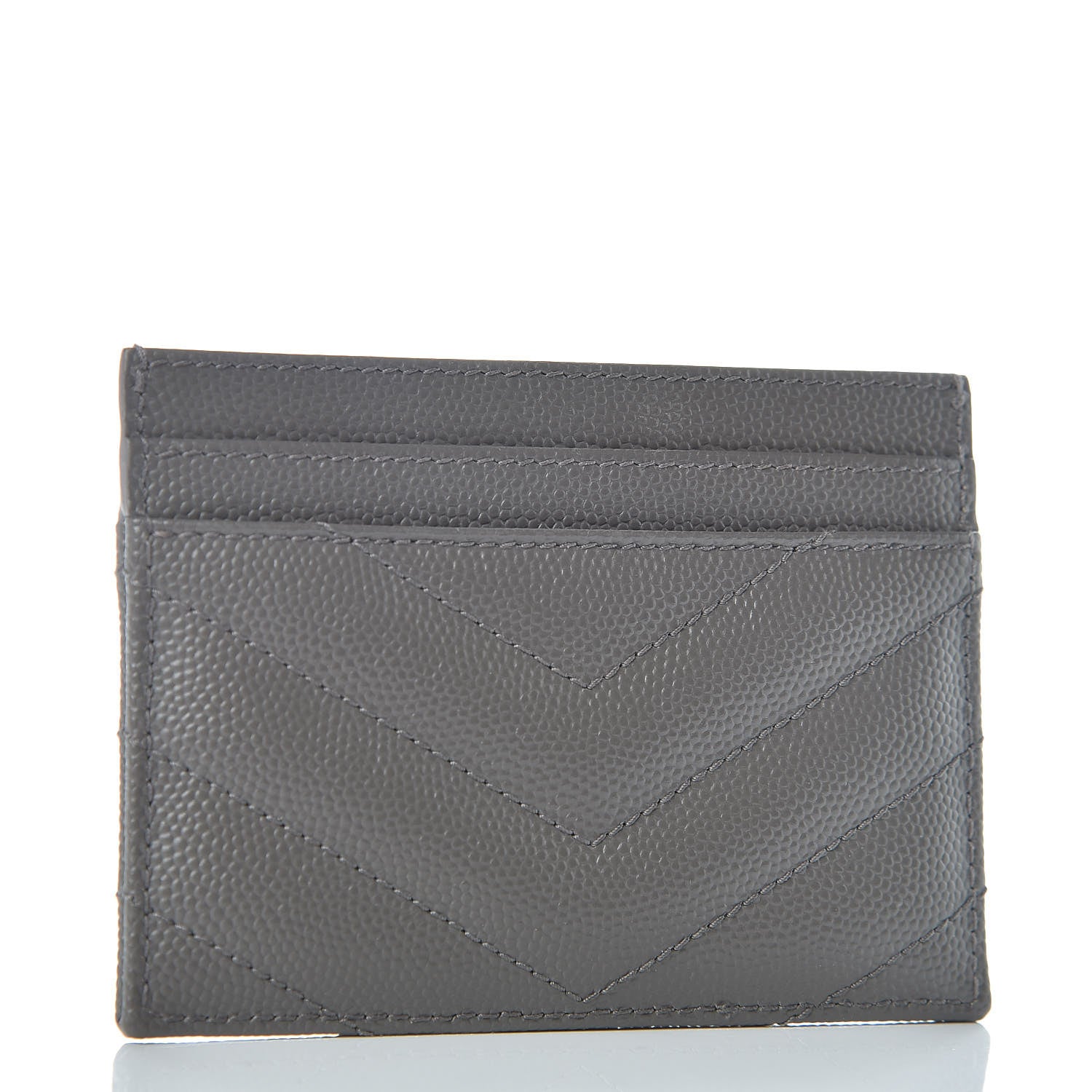 Saint Laurent Grain De Poudre Matelasse Chevron Monogram Credit Card Case Earth 3 of 7