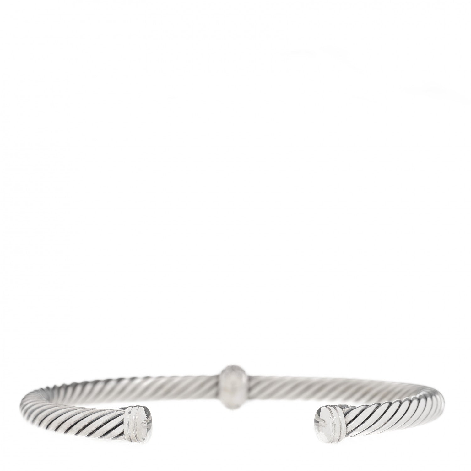 David Yurman Sterling Silver 18K White Gold Diamond 5mm Cable Classics Station Bracelet 2 of 4
