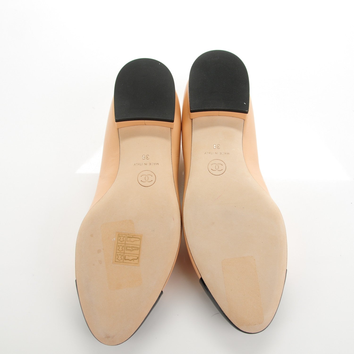 Chanel Lambskin Patent Cap Toe Ballerina Flats 36 Beige Black 5 of 7