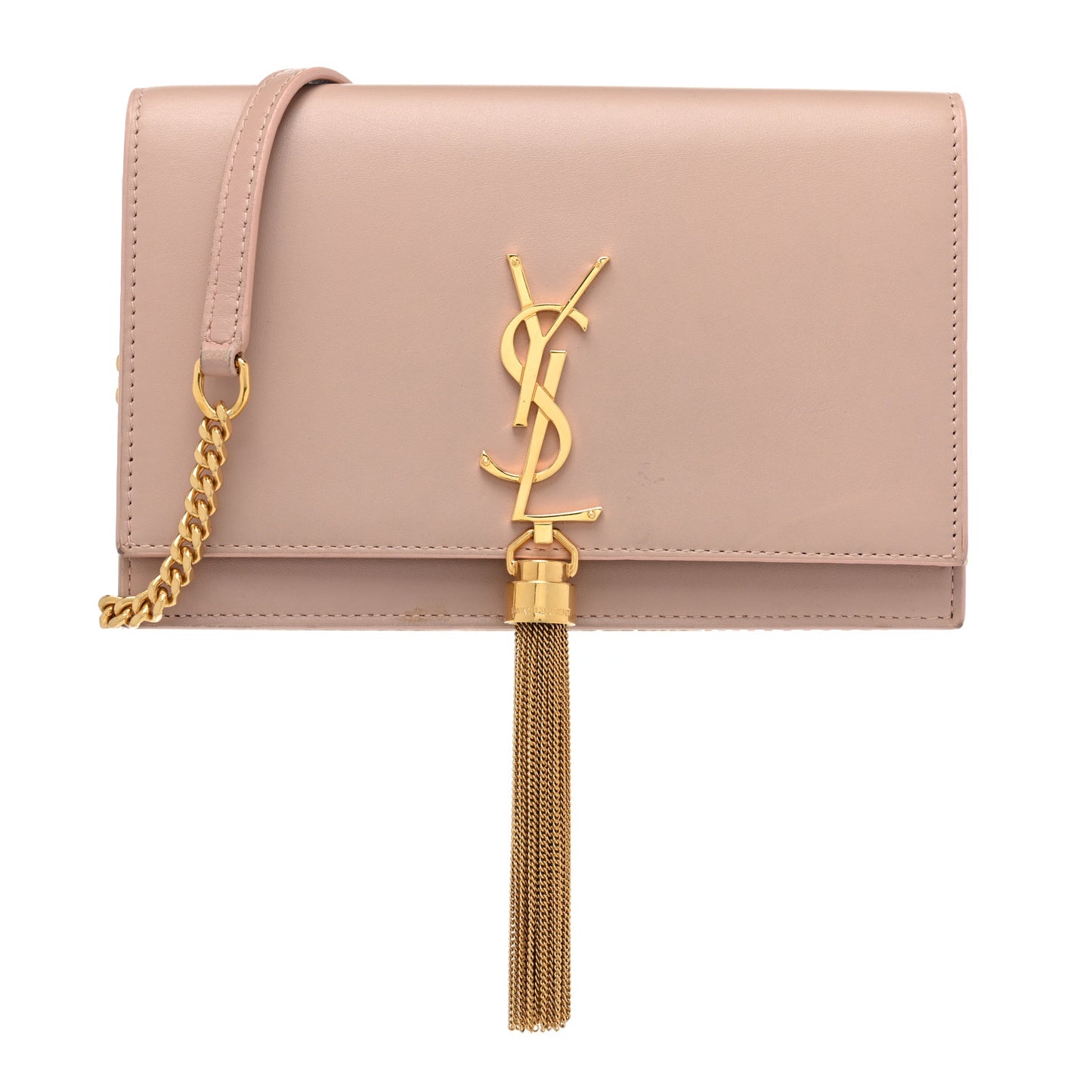 Smooth Calfskin Classic Monogram Kate Tassel Chain Wallet Pale Pink