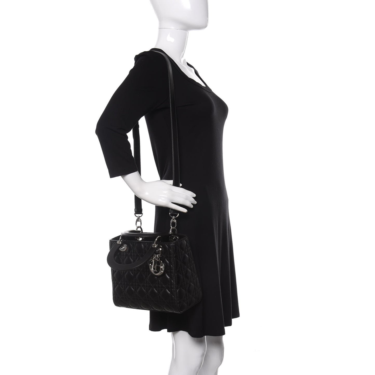 Lambskin Cannage Medium Lady Dior Black