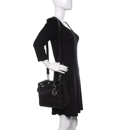 Christian Dior Lambskin Cannage Medium Lady Dior Black 2 of 11