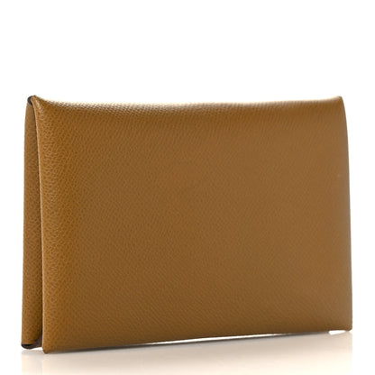Hermes Madame Calfskin Calvi Card Case Bronze Dore 3 of 8