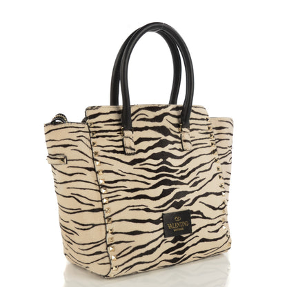 Valentino Garavani Zebra Print Calf Hair Rockstud Double Handle Tote 3 of 9