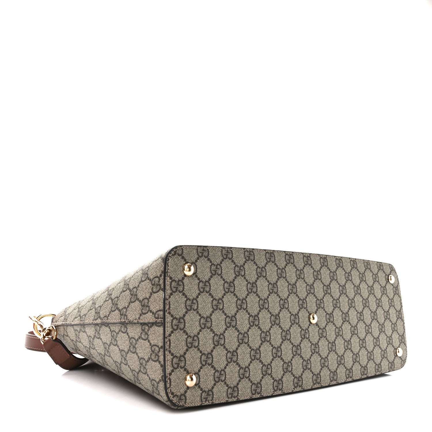 Gucci GG Supreme Monogram Large Zip Top Tote Beige Tuscany 4 of 10