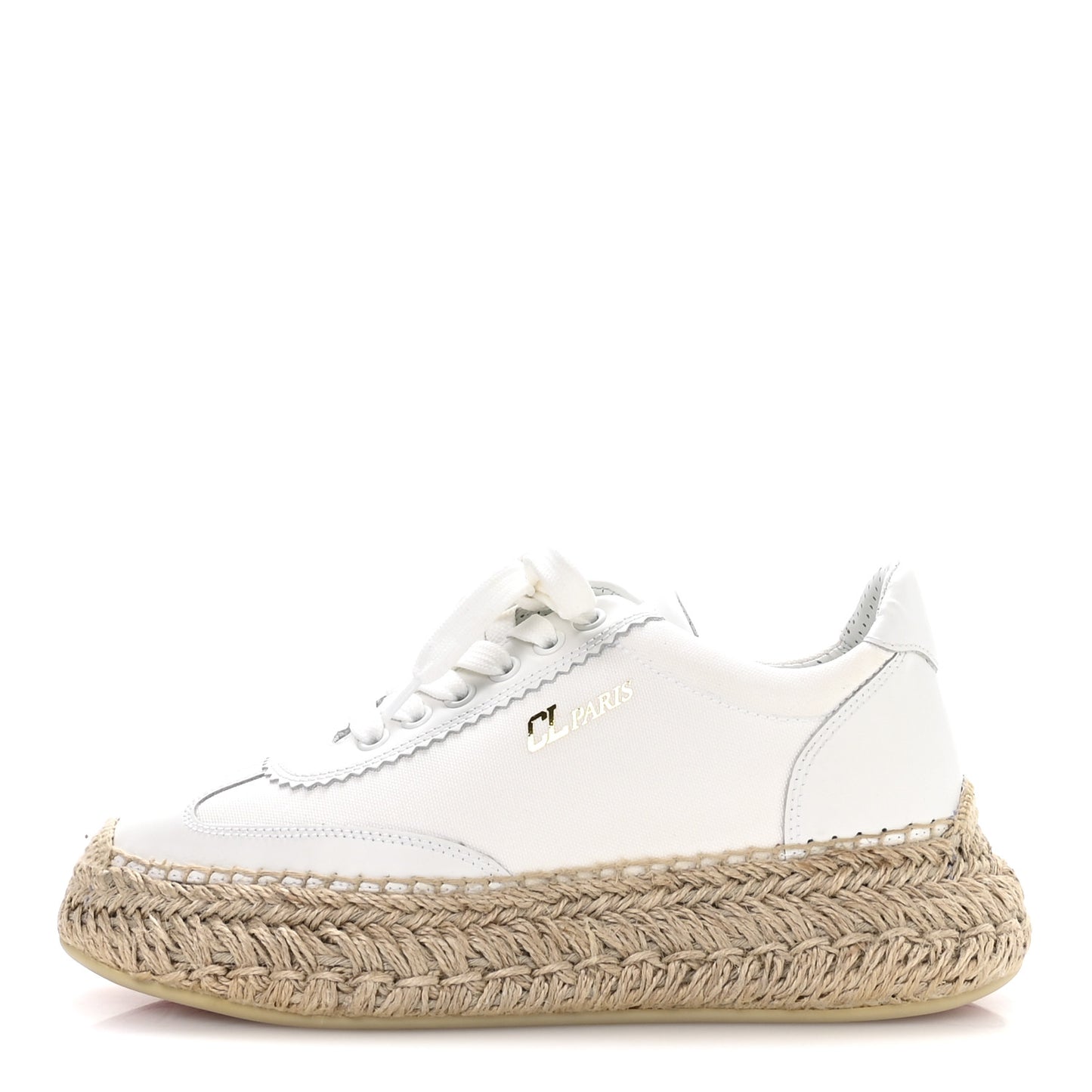 Toile Calfskin Espasneak Flat Sneaker 36 Ivory