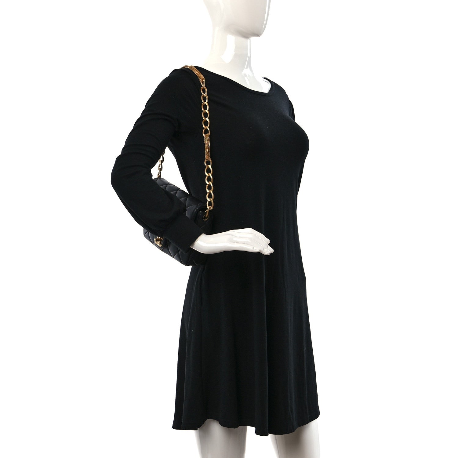 Chanel Lambskin Quilted Chain Flap Black 2 of 10