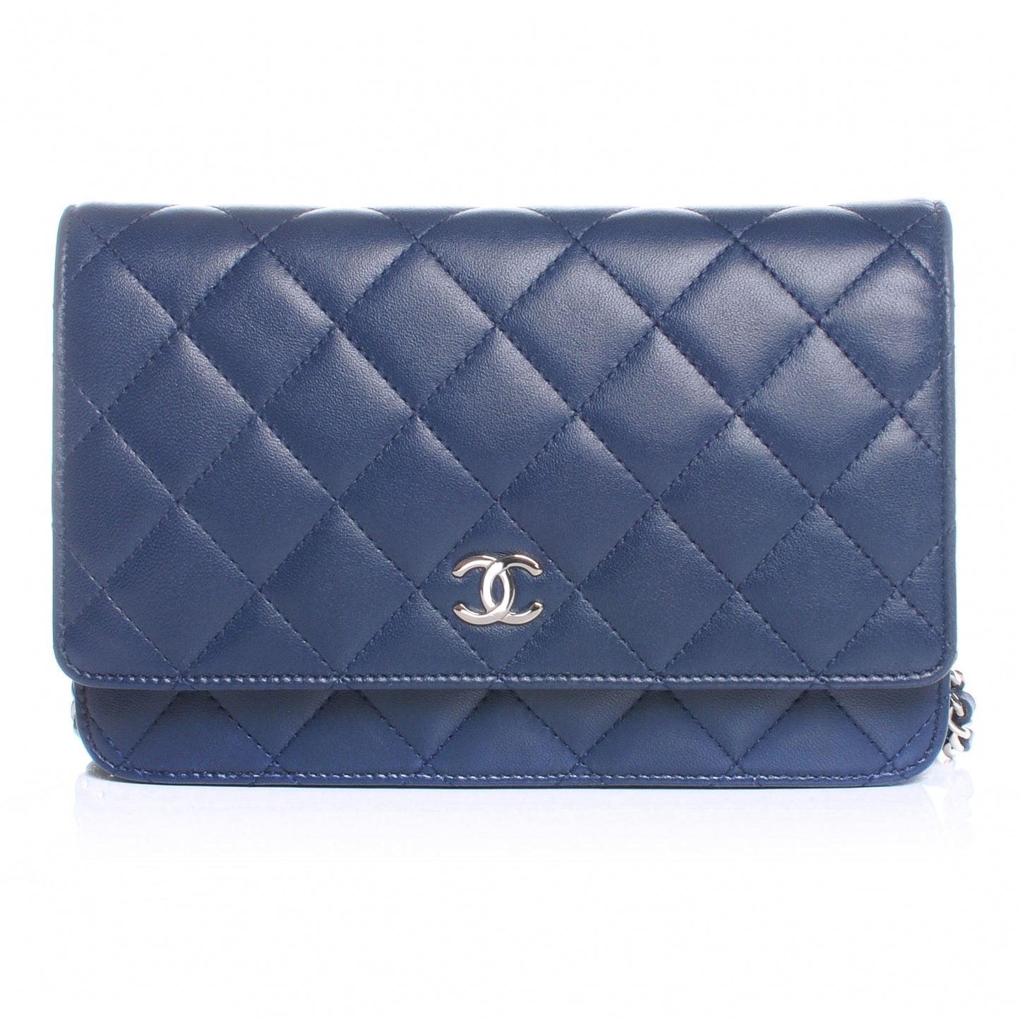 Lambskin Wallet On Chain WOC Navy