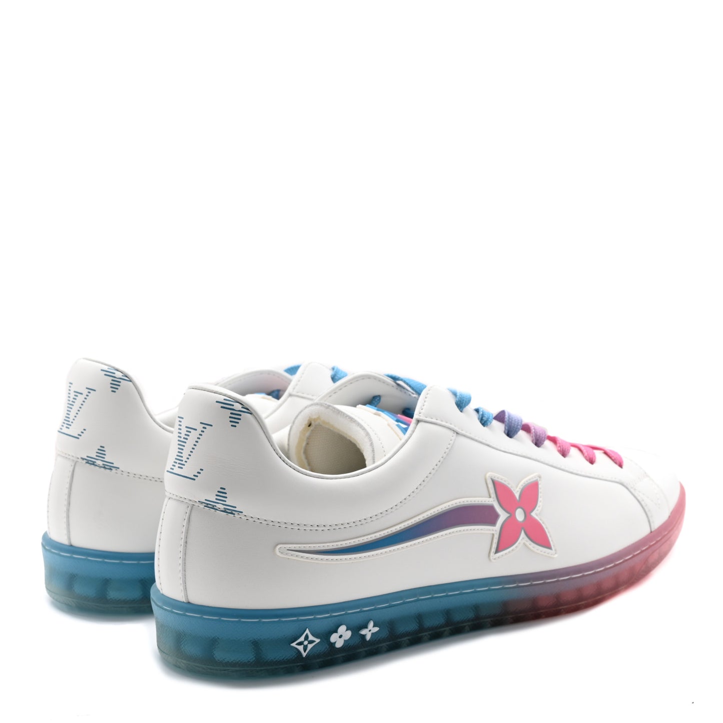 Calfskin Luxembourg Samothrace Mens Sneakers 9 White Pink Blue