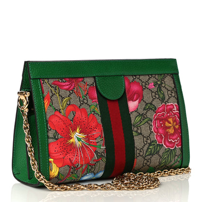 Gucci GG Supreme Monogram Flora Web Small Ophidia Chain Shoulder Bag Green 3 of 13