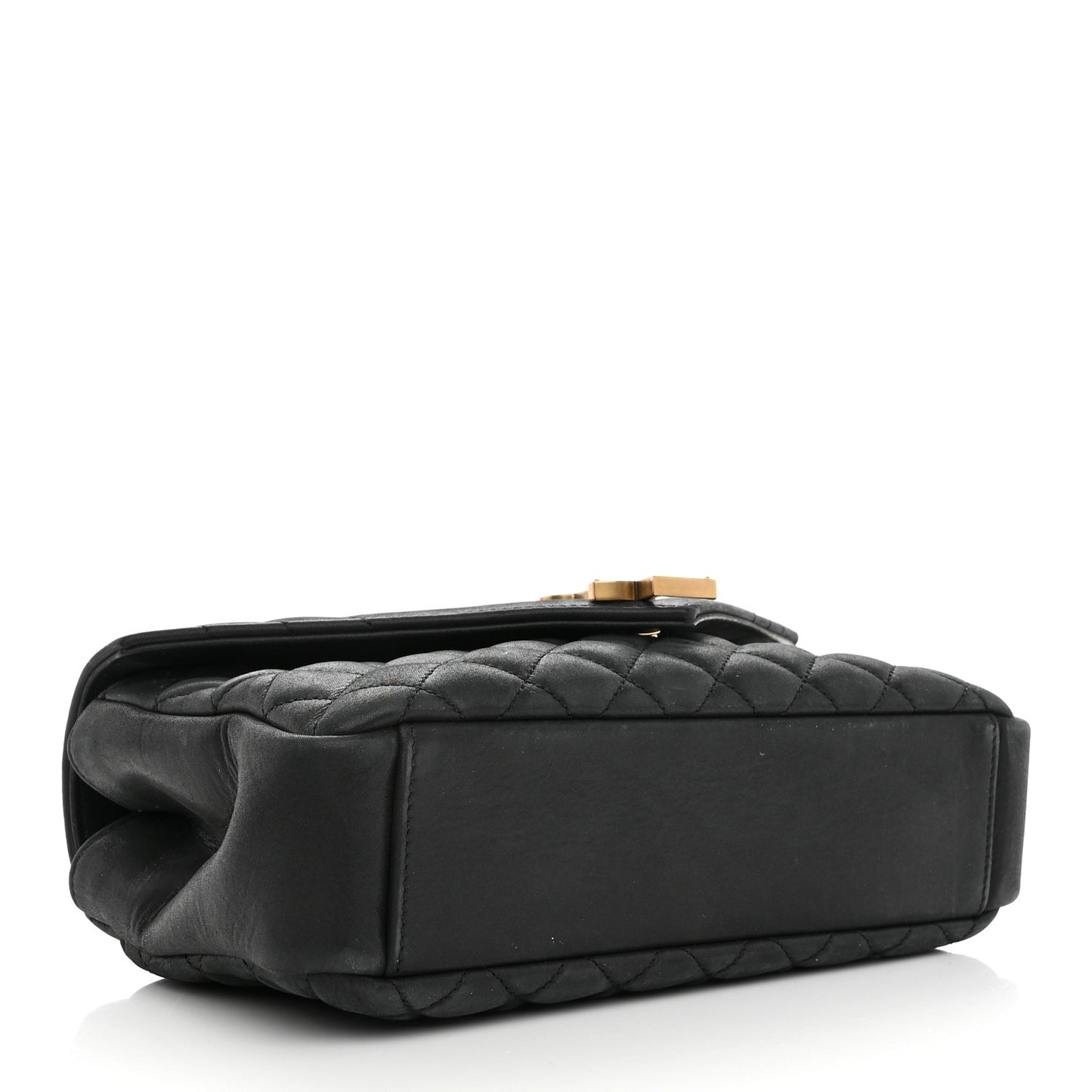 Iridescent Calfskin Tri-Quilt Monogram Medium College Bag Black
