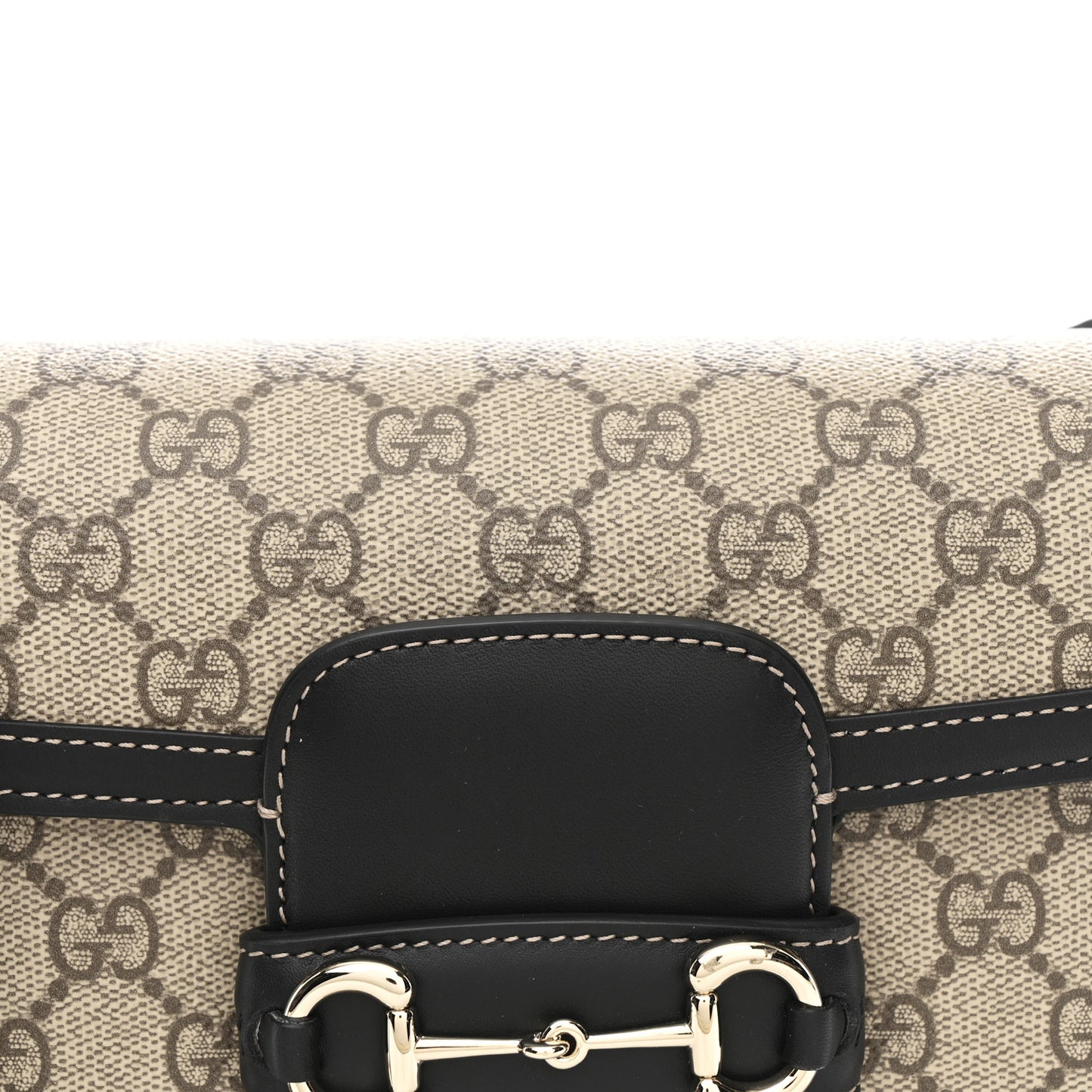 GG Supreme Monogram Horsebit 1955 Soft Small Shoulder Bag Beige Black