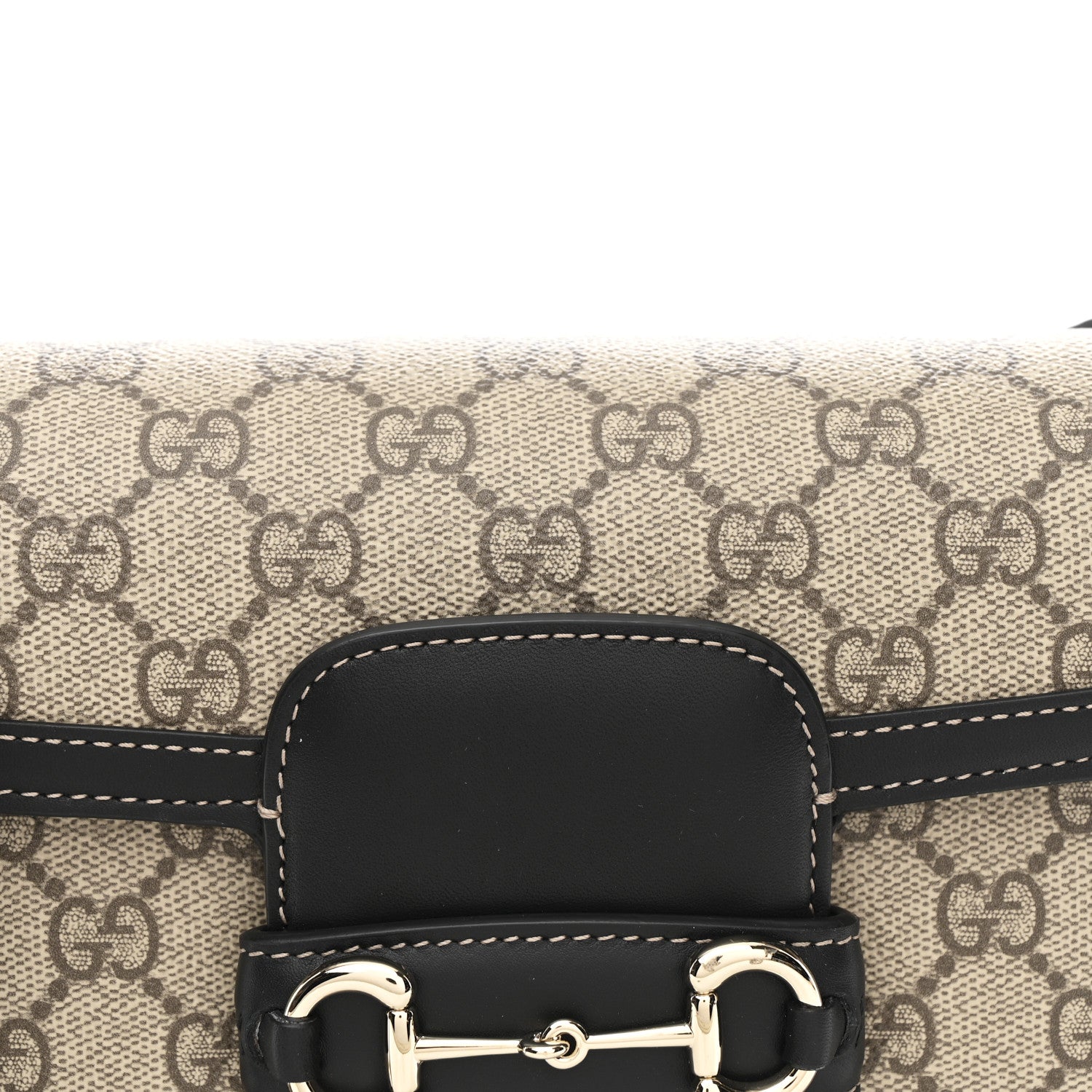 Gucci GG Supreme Monogram Horsebit 1955 Soft Small Shoulder Bag Beige Black 8 of 10