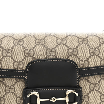 Gucci GG Supreme Monogram Horsebit 1955 Soft Small Shoulder Bag Beige Black 8 of 10