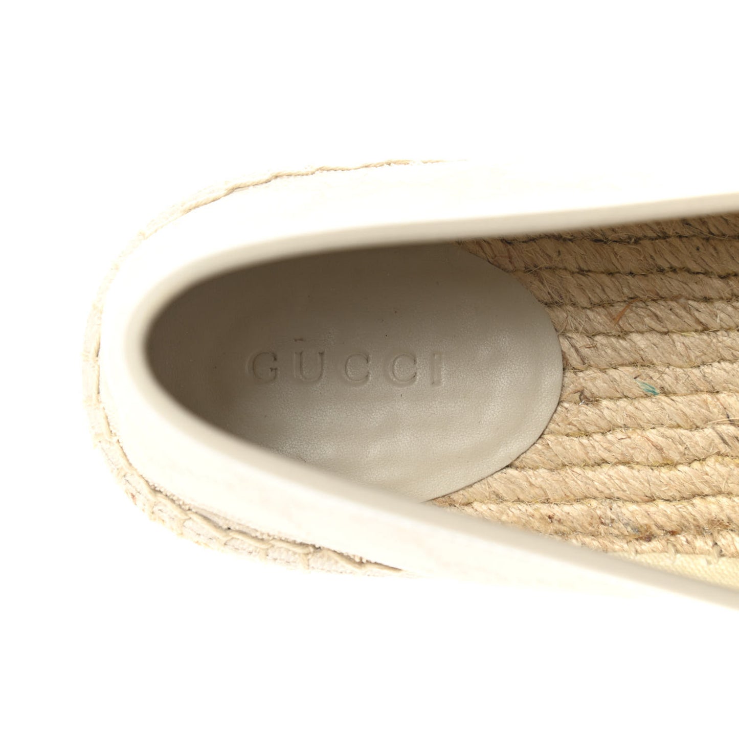 Washed Cotton Miro Soft Calfskin GG Monogram Espadrilles 36.5 White Mystic White