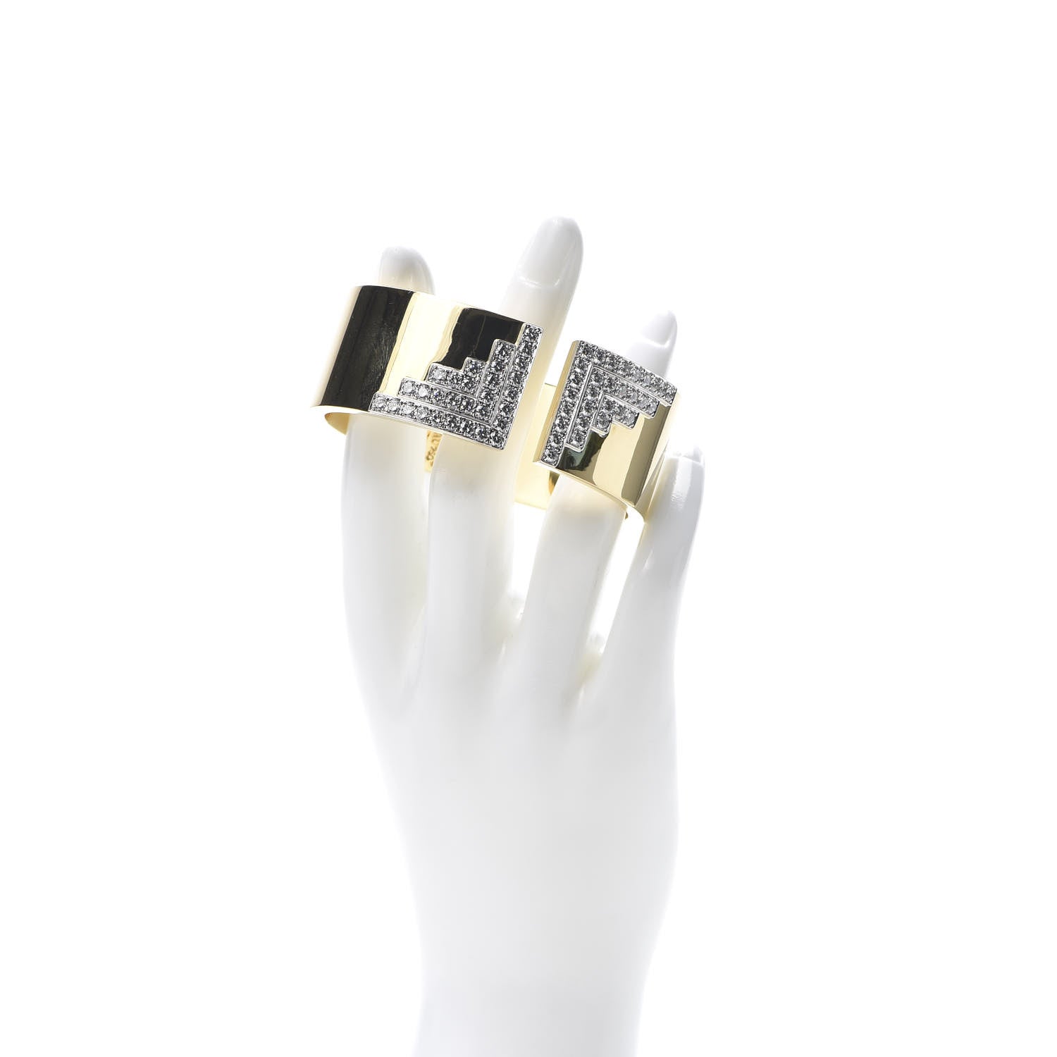 Tiffany 18K Yellow Gold Diamond Out of Retirement Wide Cuff Bracelet 2 of 5