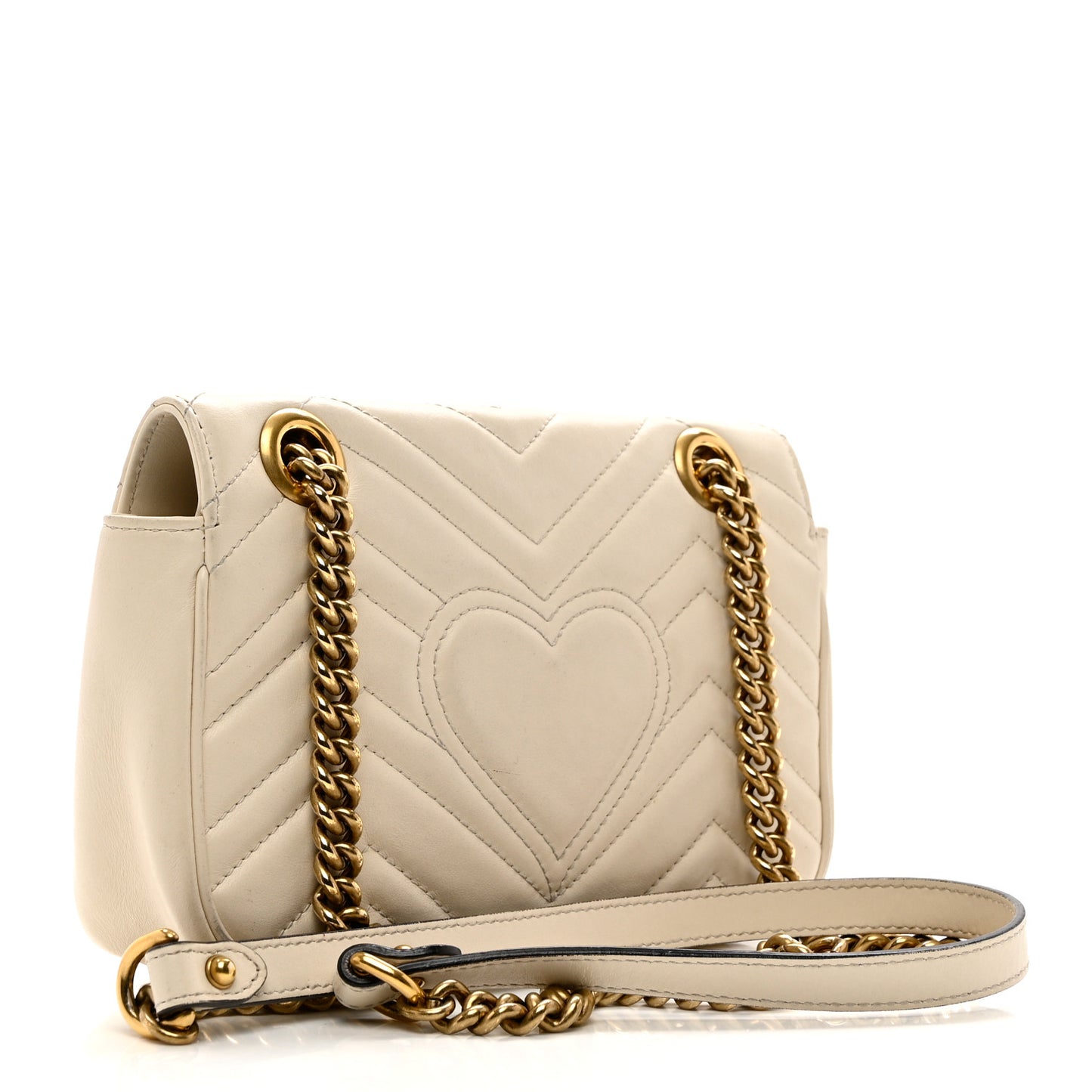 Calfskin Matelasse Mini GG Marmont Shoulder Bag White