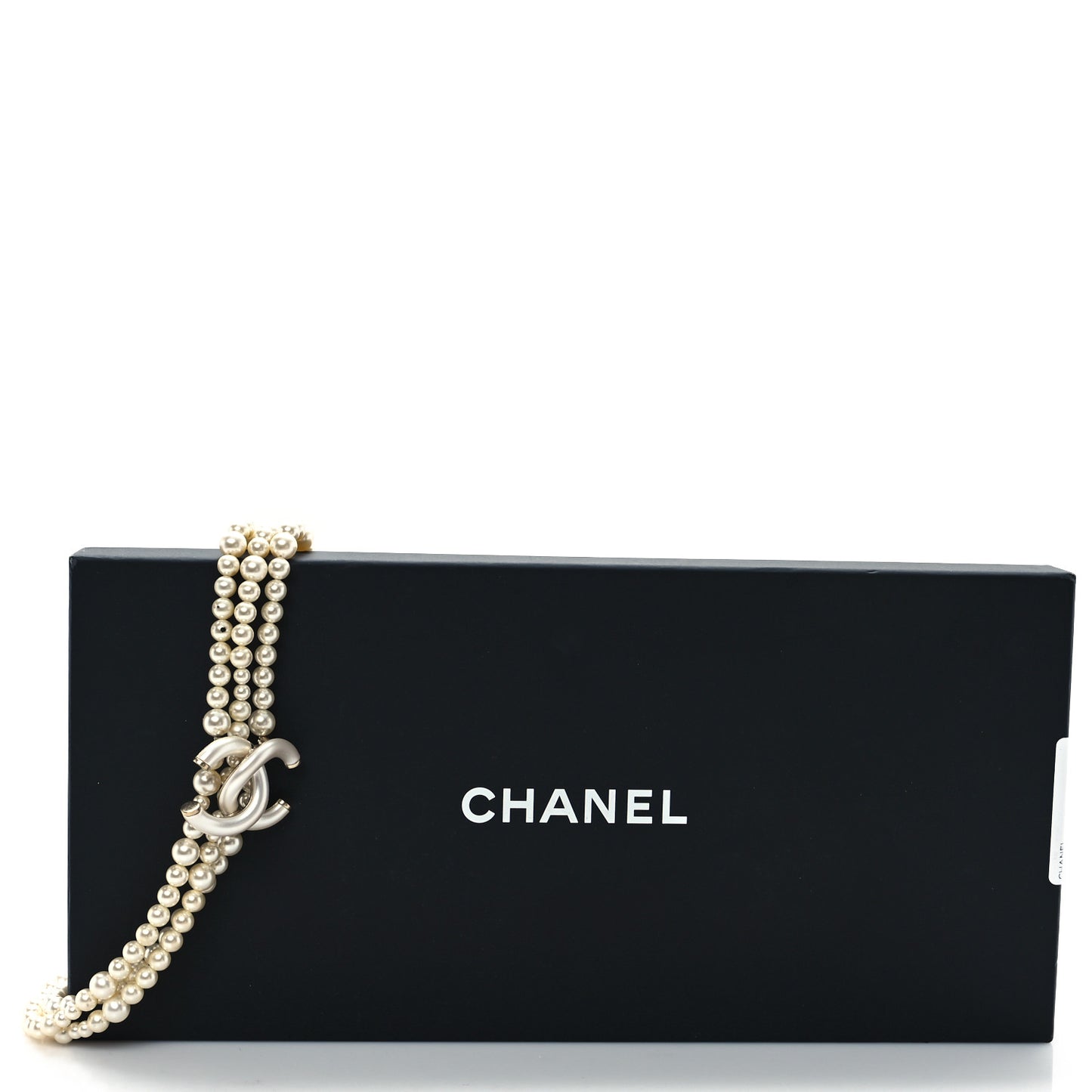 Graduated Pearl Studded CC Multi Strand Long Necklace Gold