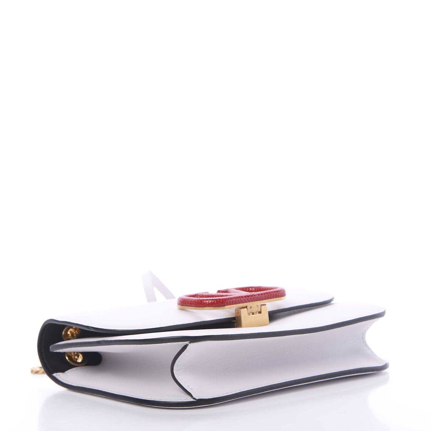 Smooth Calfskin Small VLock Shoulder Bag Bianco Ottico Rouge Pur