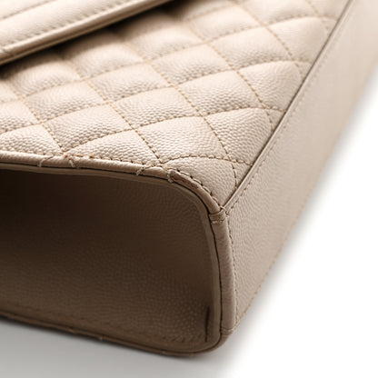 Saint Laurent Grain De Poudre Textured Mixed Matelasse Medium Triquilt Monogram Satchel Dark Latte 12 of 15