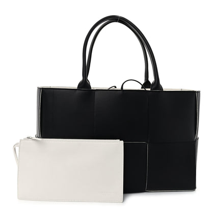 Bottega Veneta Nappa Maxi Intrecciato Medium Arco Tote Black White 1 of 10