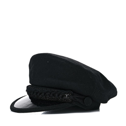 Chanel Wool Patent CC Cap Hat L Black 1 of 8