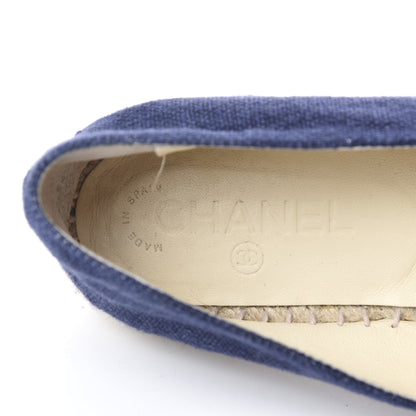 Chanel Denim Toile CC Espadrilles 38 Navy Black 7 of 11