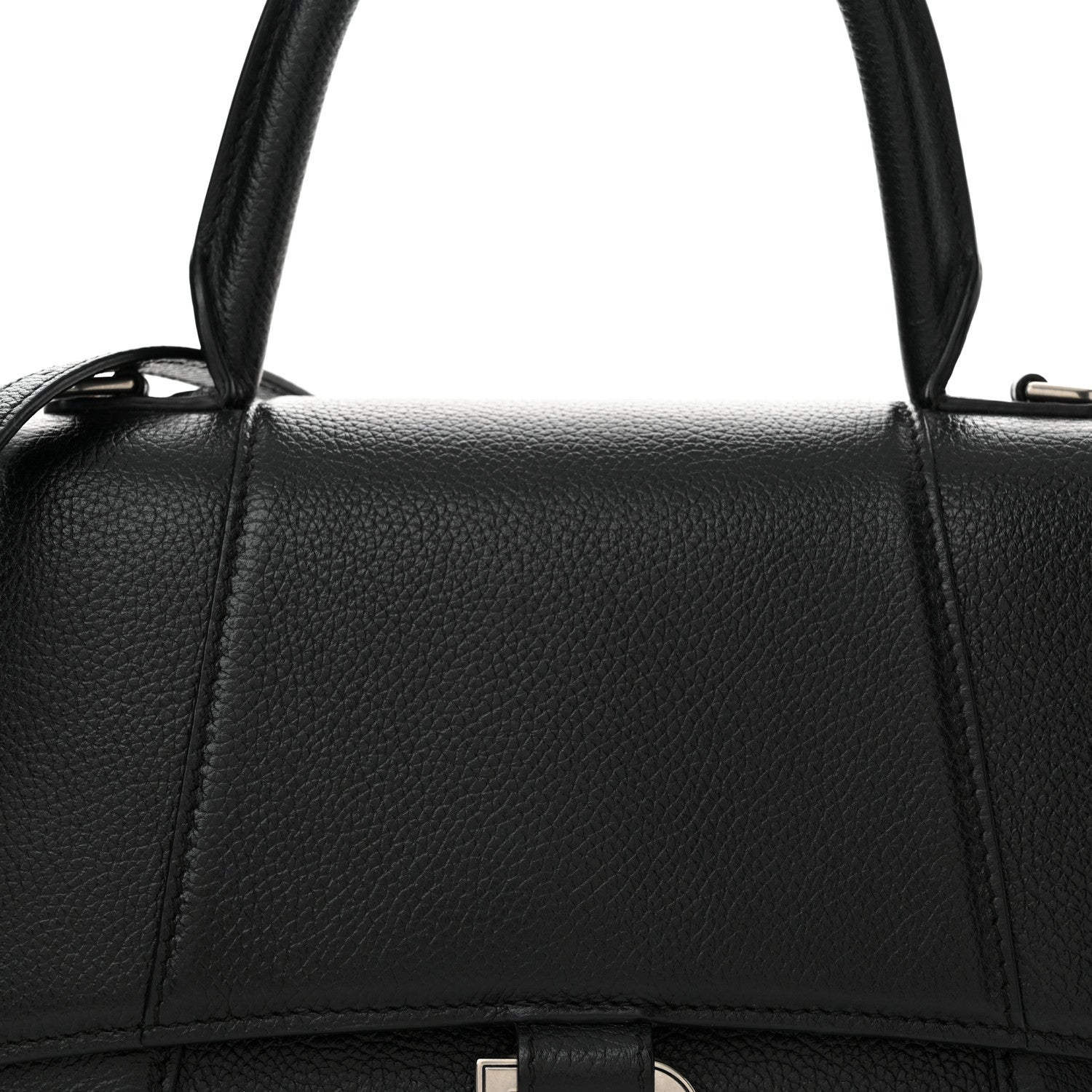 Balenciaga Grained Calfskin Small Hourglass Top Handle Bag Black 7 of 11