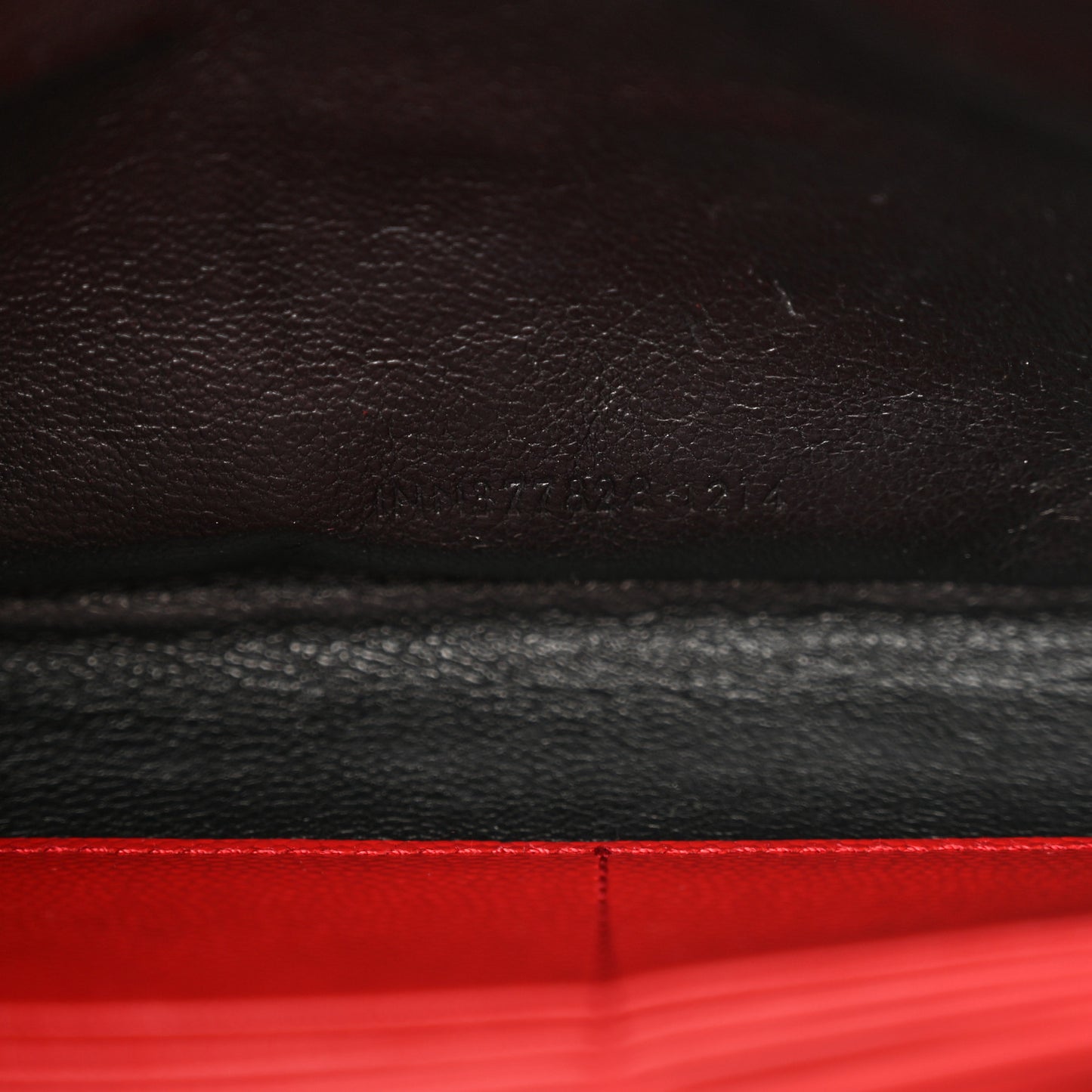 Grain De Poudre Matelasse Chevron Monogram Chain Wallet Red