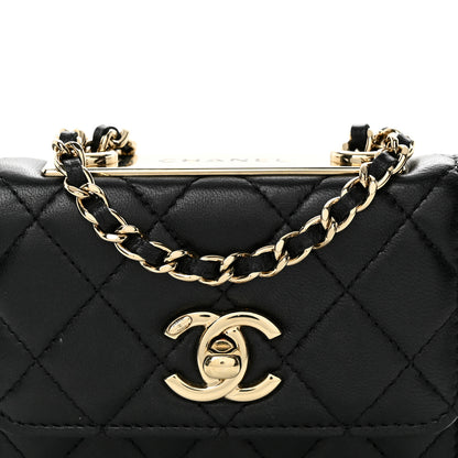 Chanel Lambskin Quilted Trendy CC Card Holder On Chain Black 9 of 12