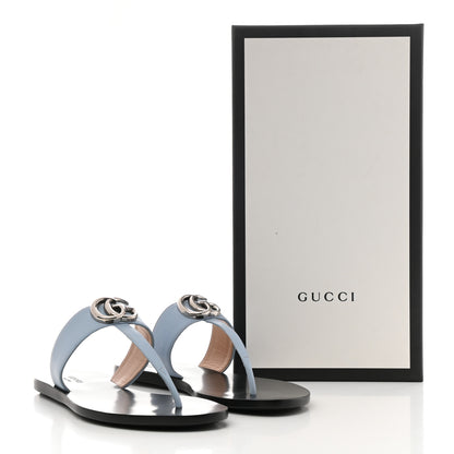 Gucci Calfskin GG Marmont Thong Sandals 36.5 Porcelain Light Blue 8 of 8