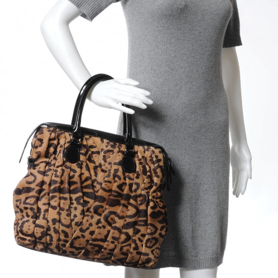 Pony Hair Pleated Maizeon Tote Leopard
