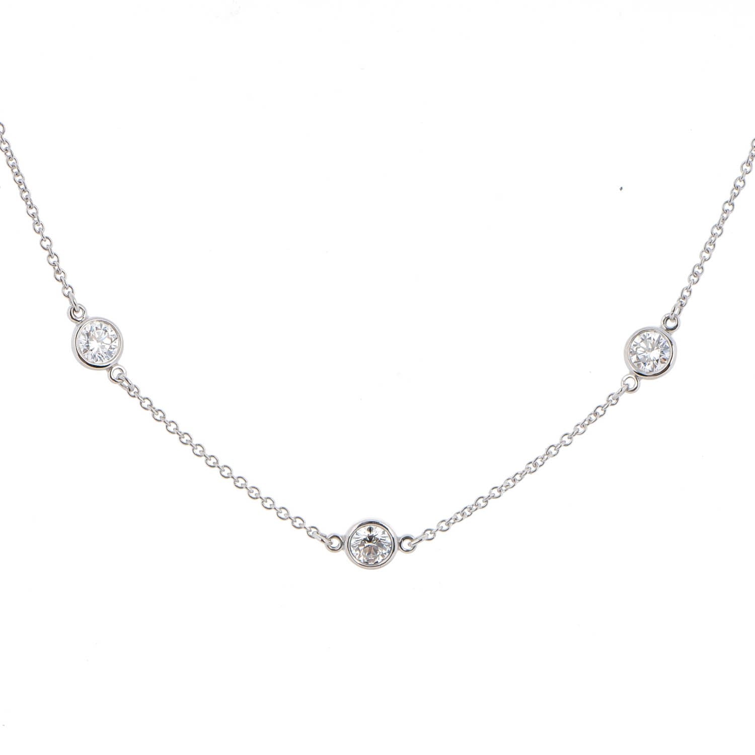 Tiffany Platinum Diamond .33ctw Elsa Peretti Diamonds by the Yard Station Necklace 3 of 6