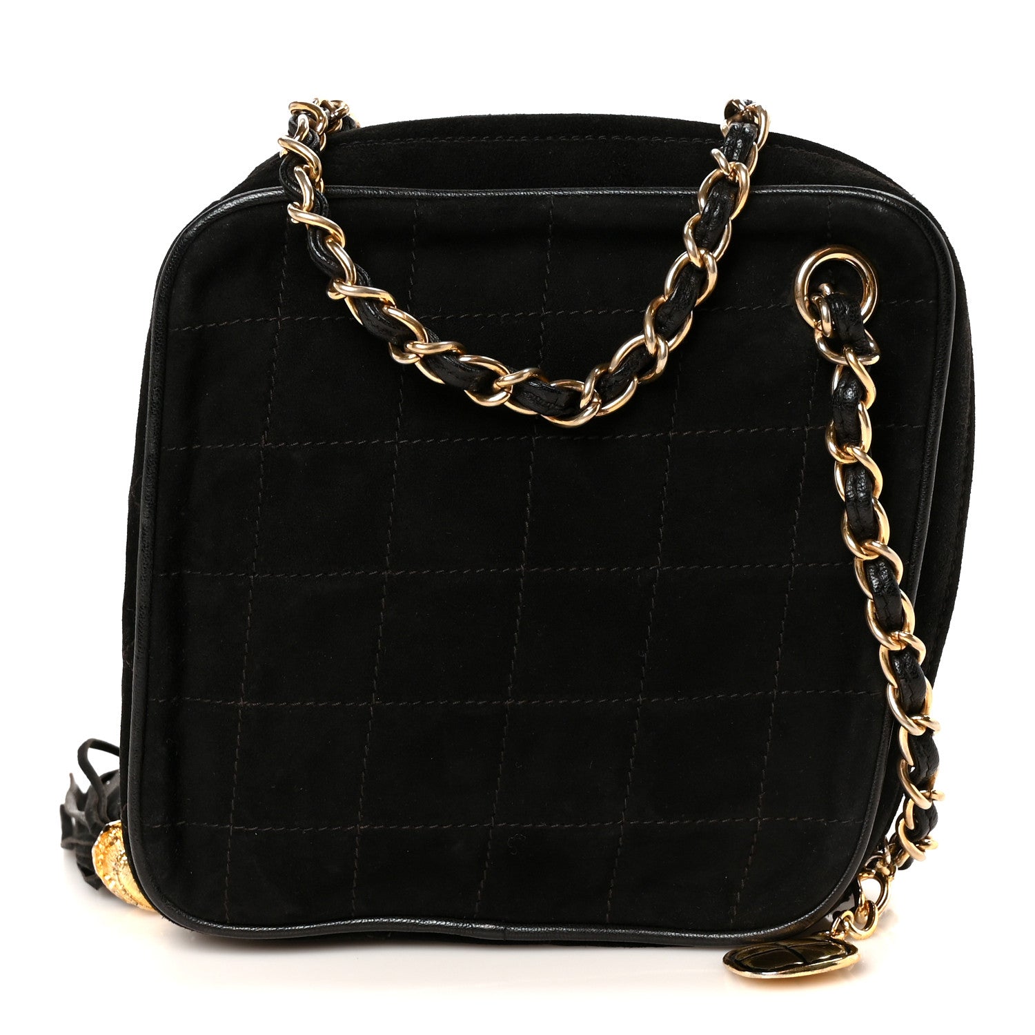 Chanel Suede Chocolate Bar Tassel Camera Case Black 1 of 12