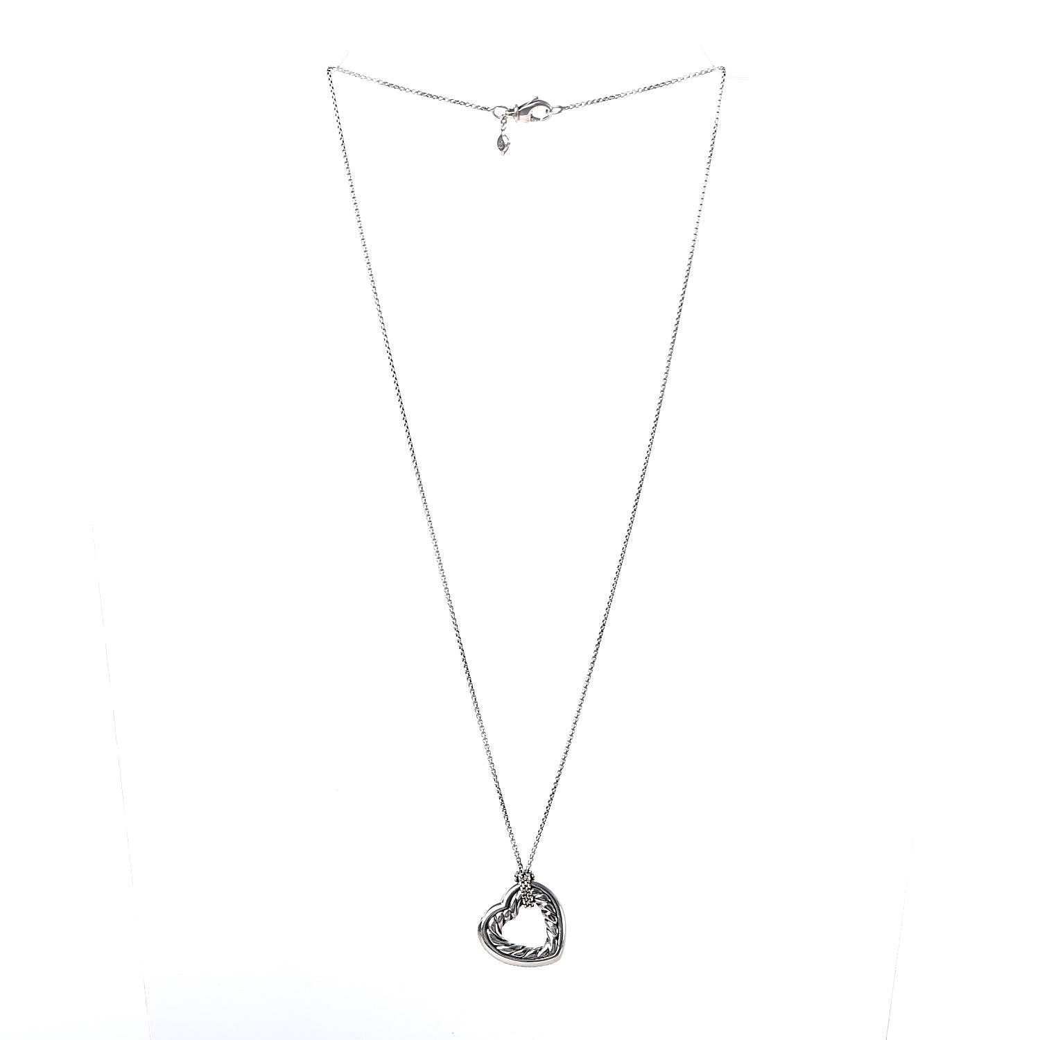 David Yurman Sterling Silver 18K Yellow Gold Open Heart Cable Necklace 3 of 4