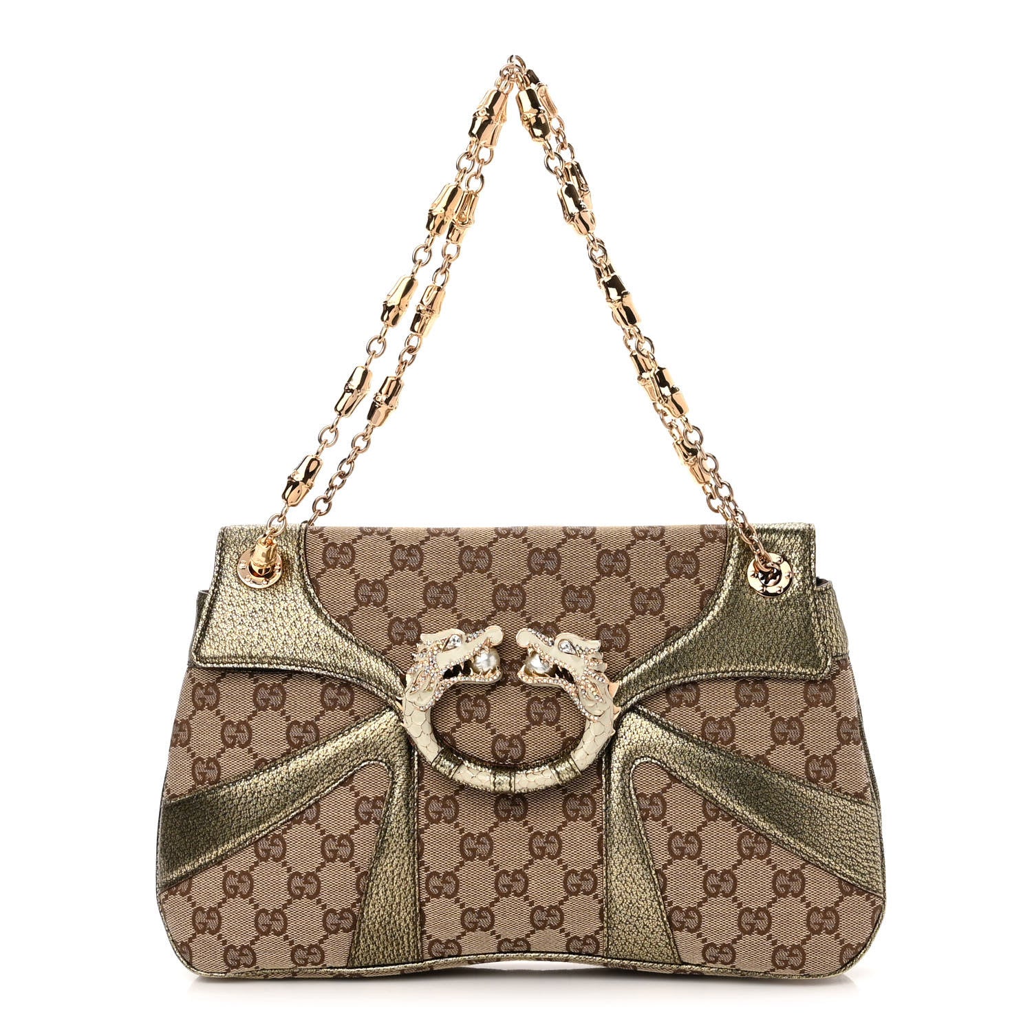 Gucci Monogram Tom Ford Jeweled Dragon Bag Gold 1 of 10