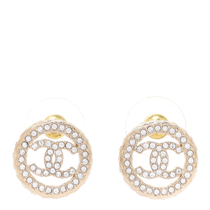 Chanel Crystal CC Round Earrings Gold 1 of 5