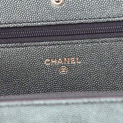 Chanel Iridescent Caviar Quilted Wallet On Chain WOC Black 10 of 13