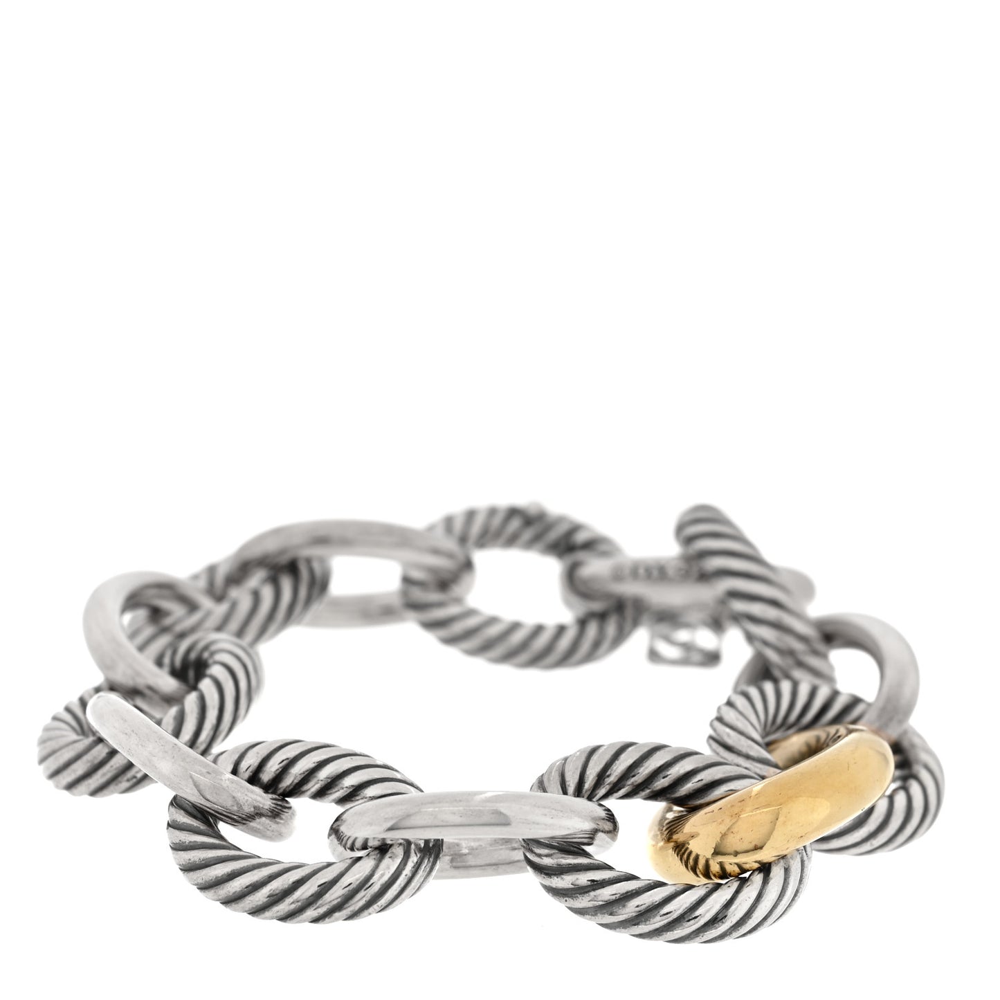 Sterling Silver 18K Yellow Gold 17mm Extra Large Oval Link Bracelet