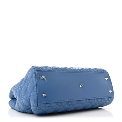 Christian Dior Lambskin Cannage Large Dior Soft Shopping Tote Blue 4 of 12