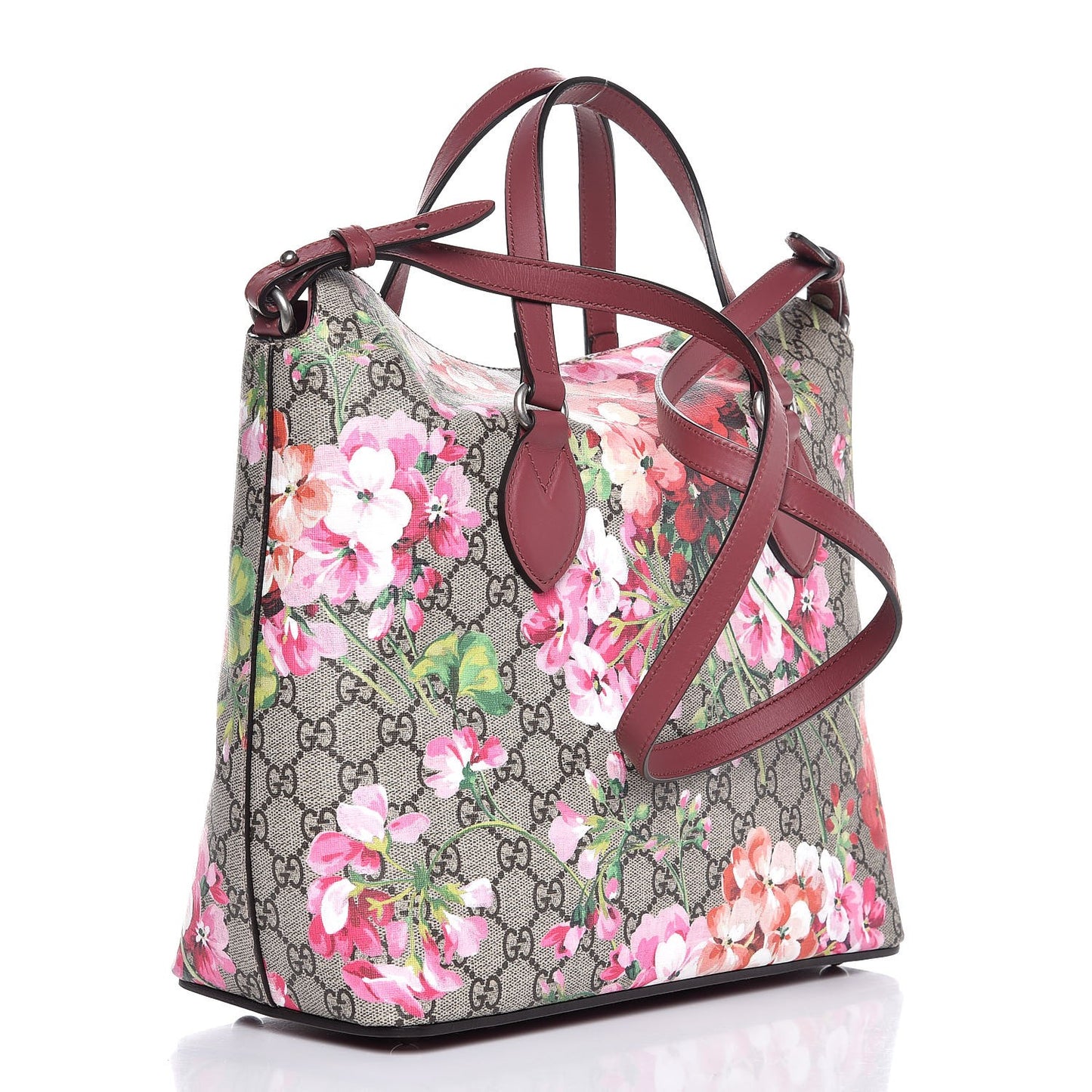 GG Supreme Monogram Blooms Linea A Foldover Tote Beige Multicolor Dry Rose