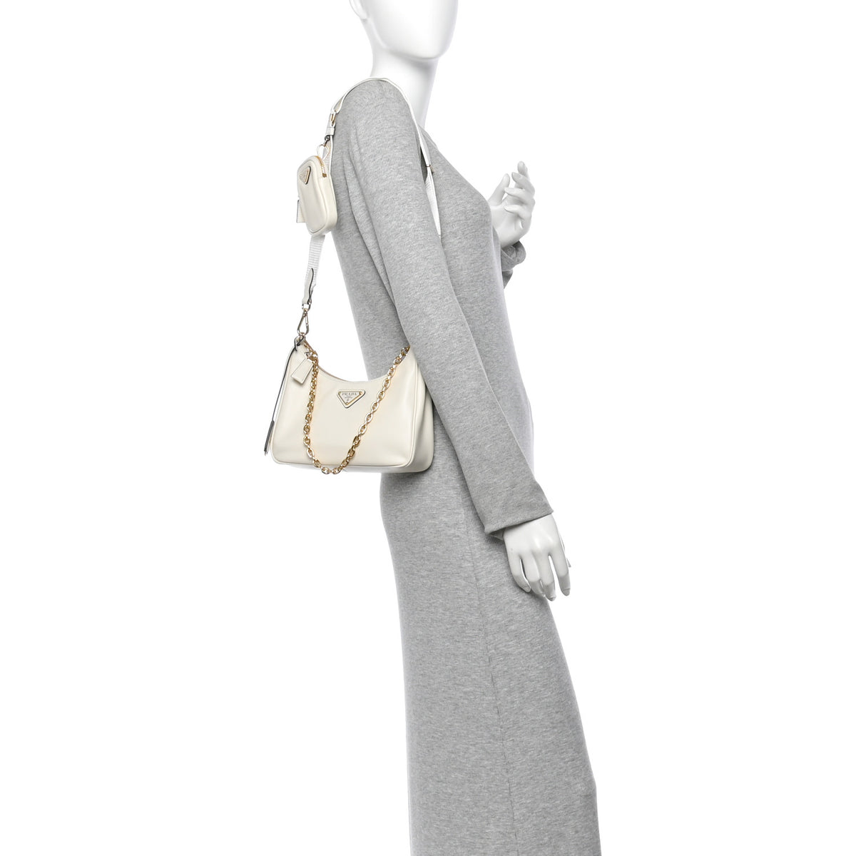Prada Vitello Re-Edition 2005 Shoulder Bag White 2 of 10