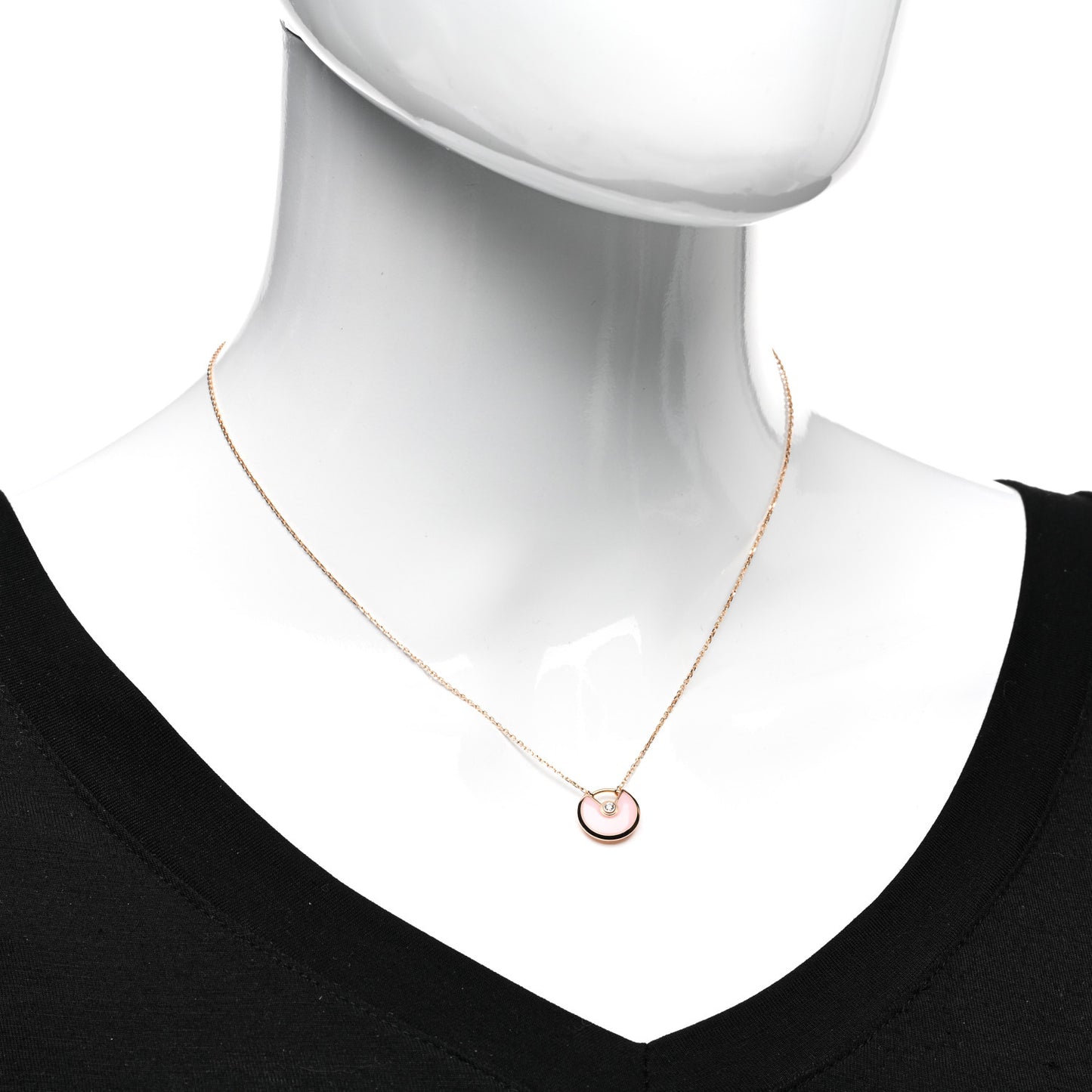 18K Pink Gold Diamond Pink Opal XS Amulette de Cartier Pendant Necklace