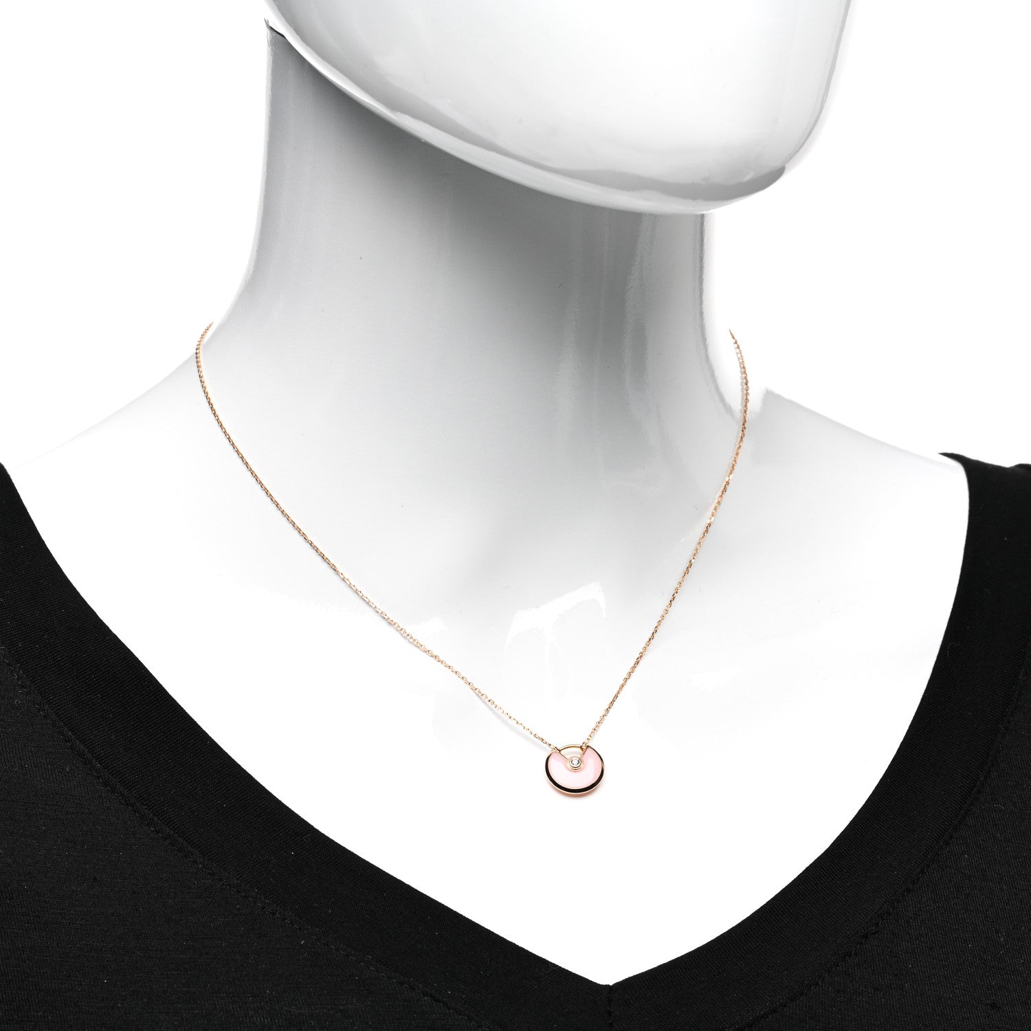 Cartier 18K Pink Gold Diamond Pink Opal XS Amulette de Cartier Pendant Necklace 2 of 5