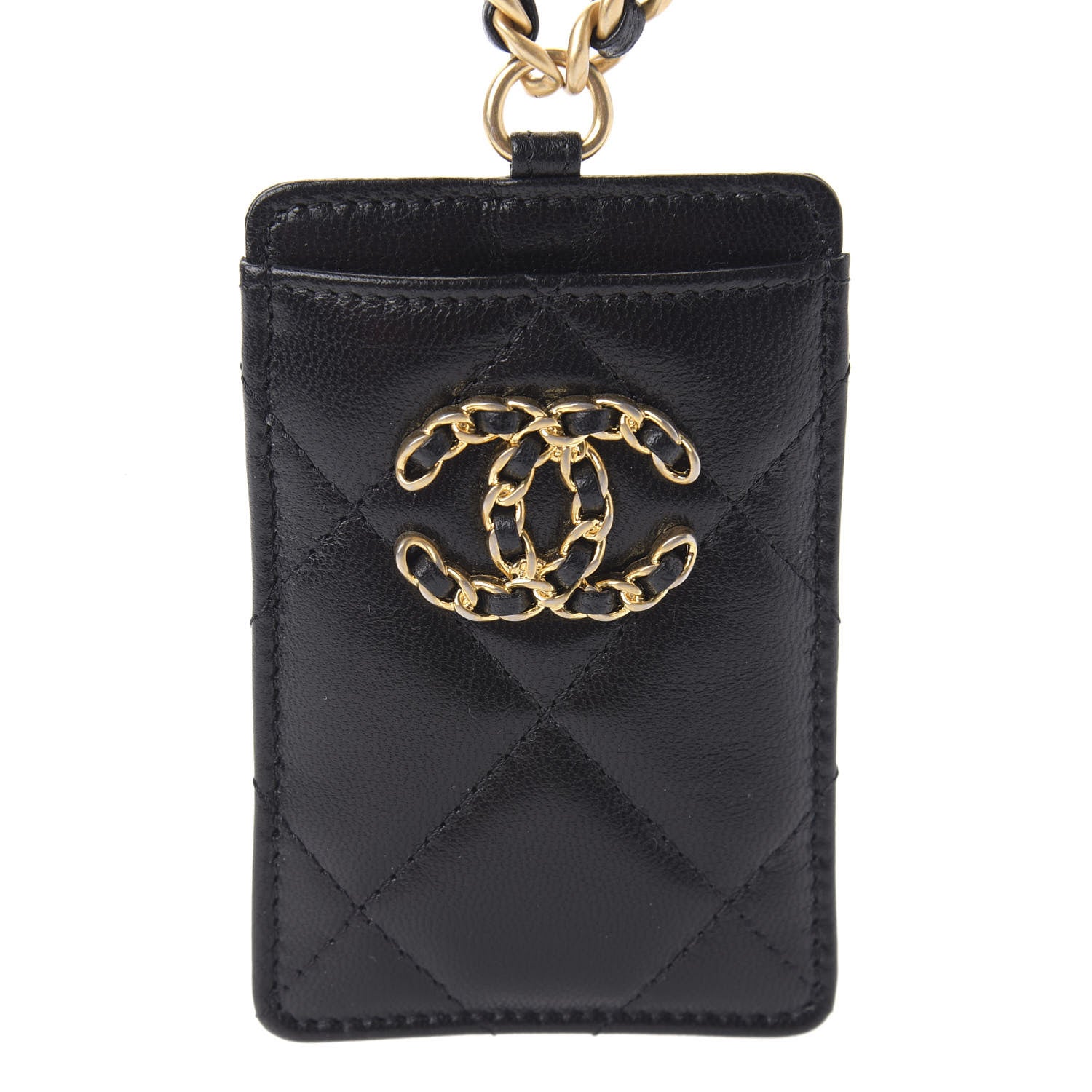 Chanel Goatskin Quilted 19 Card Holder On Chain Black 4 of 10