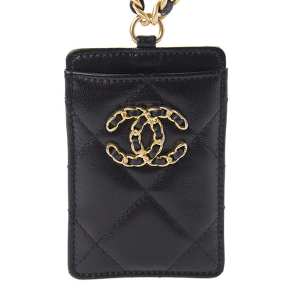 Chanel Goatskin Quilted 19 Card Holder On Chain Black 4 of 10