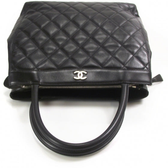 Lambskin N/S Shopping Tote Black